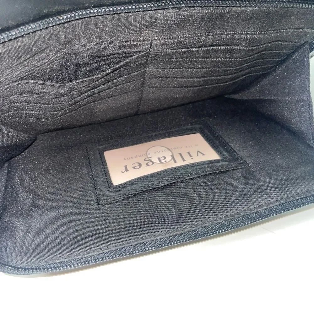 Villager Black Leather Organizer Messenger Bag